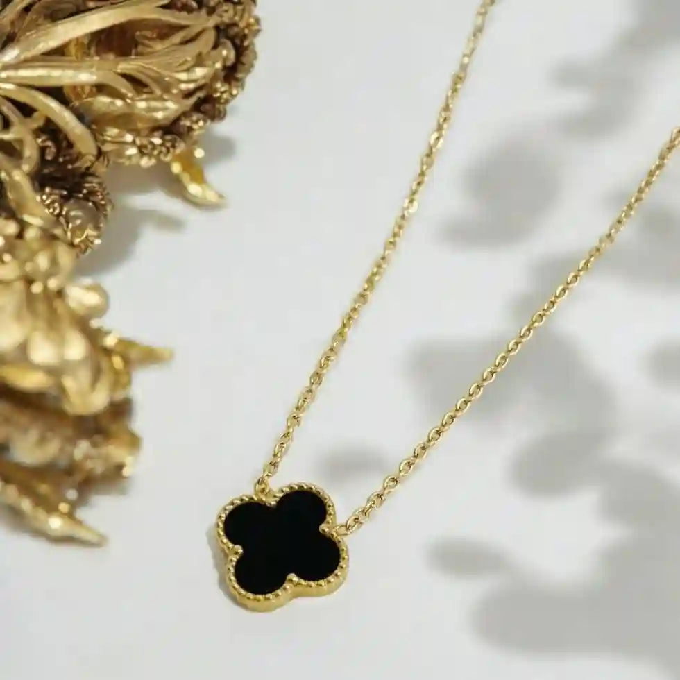 Black Clover Pendant Necklace Vellura Jewellery