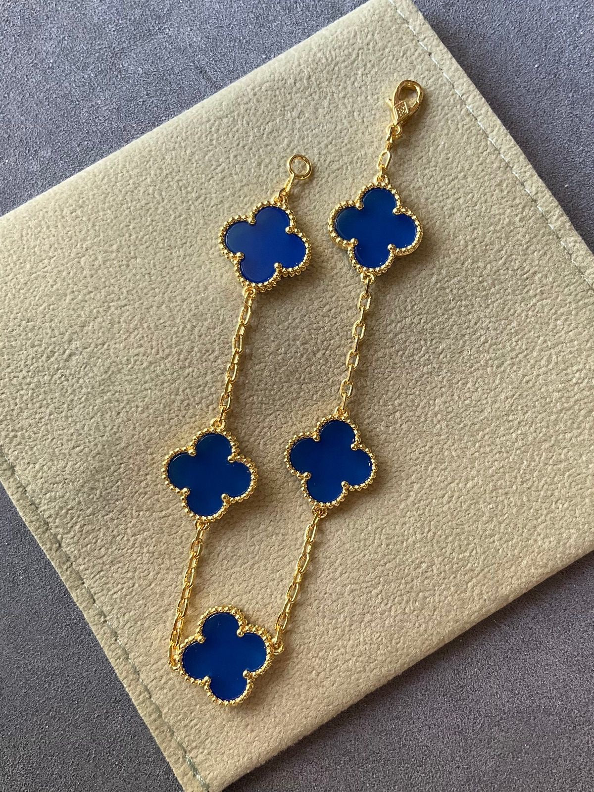 Van Cleef-Inspired Blue Quatrefoil Bracelet