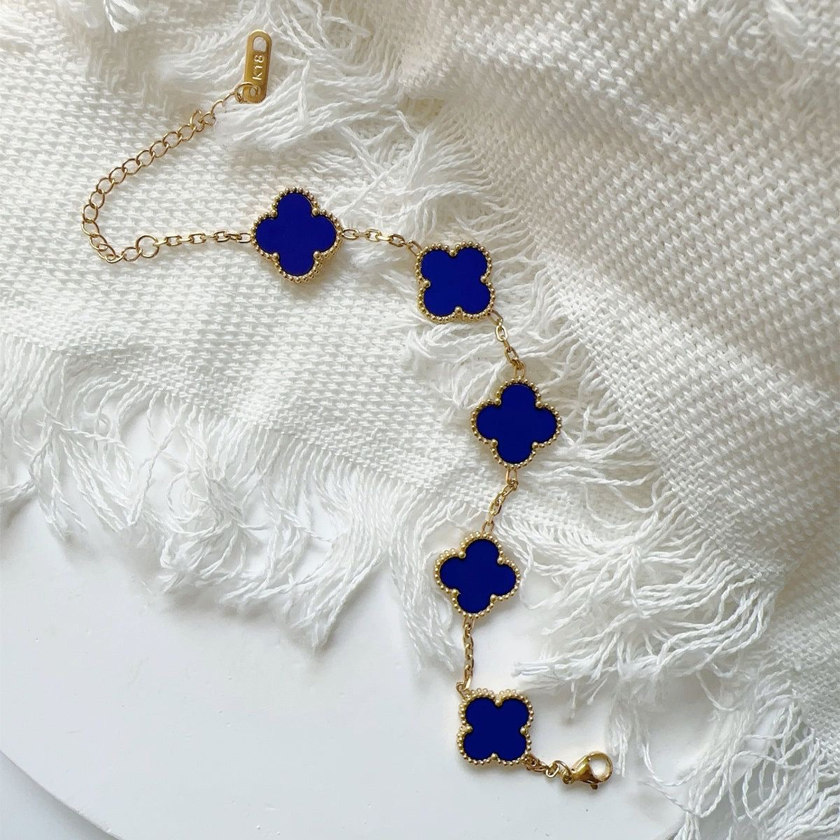 Van Cleef-Inspired Blue Quatrefoil Bracelet