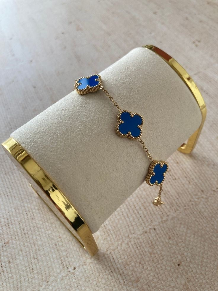 Van Cleef-Inspired Blue Quatrefoil Bracelet