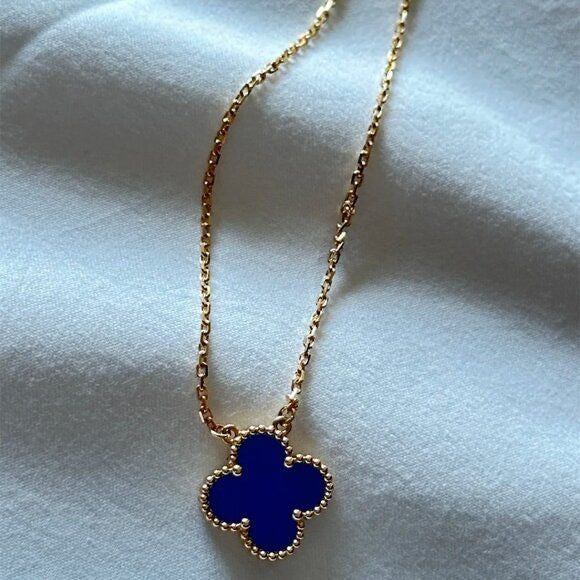 Blue Clover Pendant Necklace