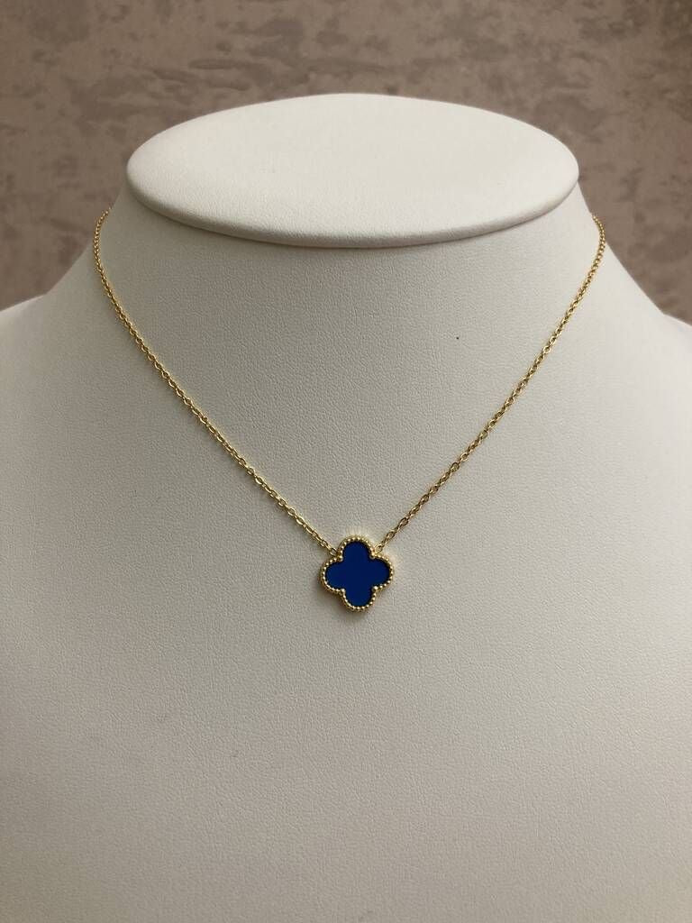 Blue Clover Pendant Necklace