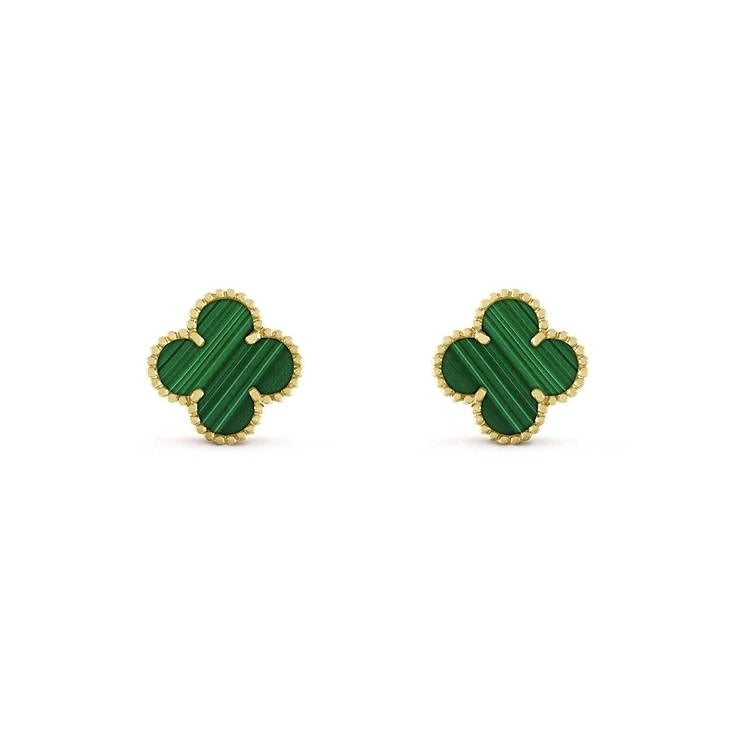 Van Cleef Green Clover Stud Earrings