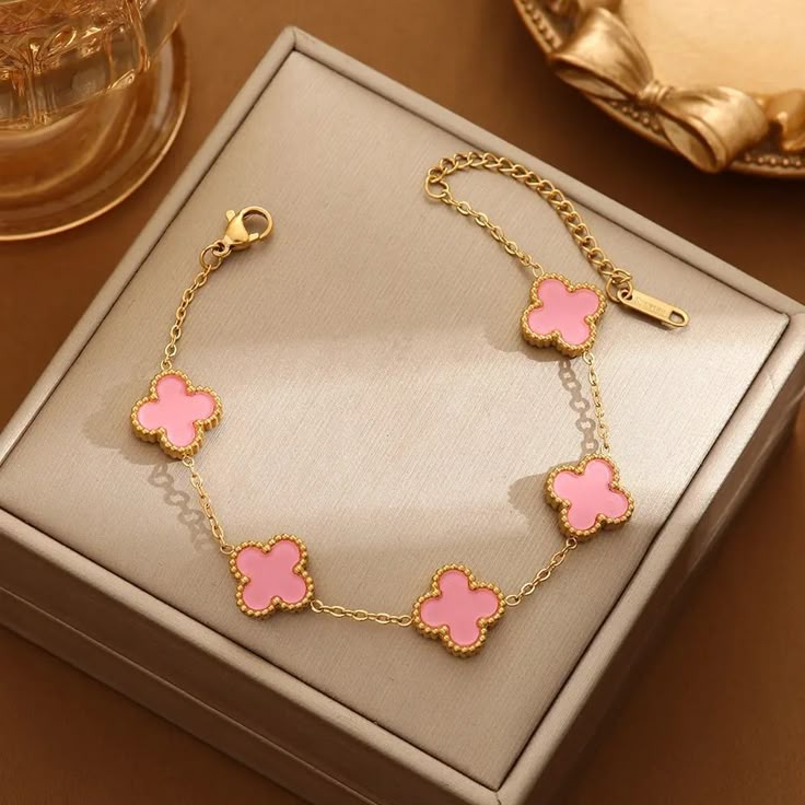 Van Cleef-Inspired pink Quatrefoil Bracelet