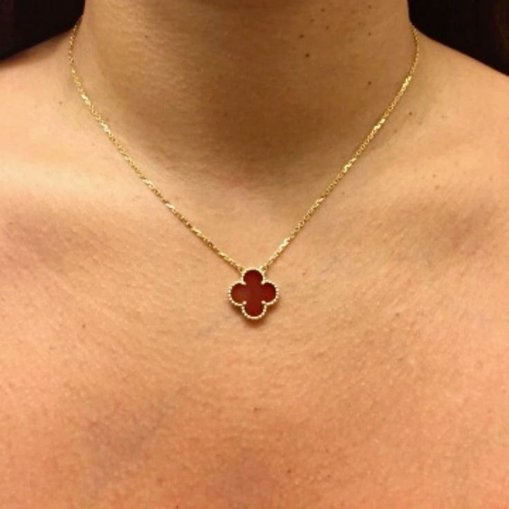 Elegant Red Van Cleef Pendant Set with Earrings & Bracelet