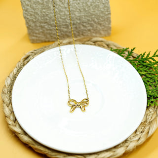 Chic Bow Knot Pendant Necklace in 18K Gold Plated Vellura Jewellery
