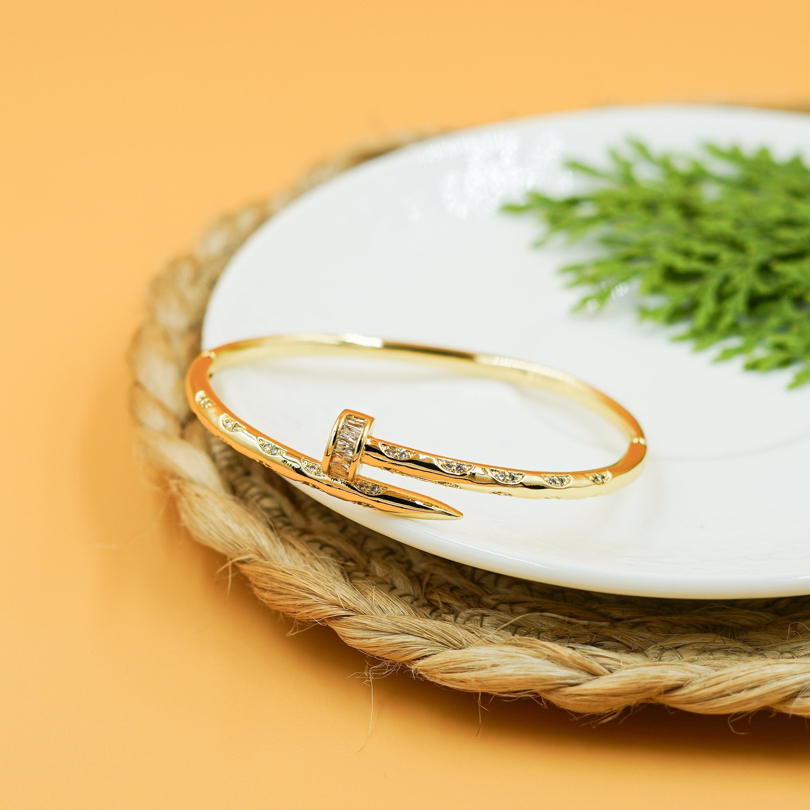 Iconic Gold Cartier Design Bracelet-Studded Vellura Jewellery