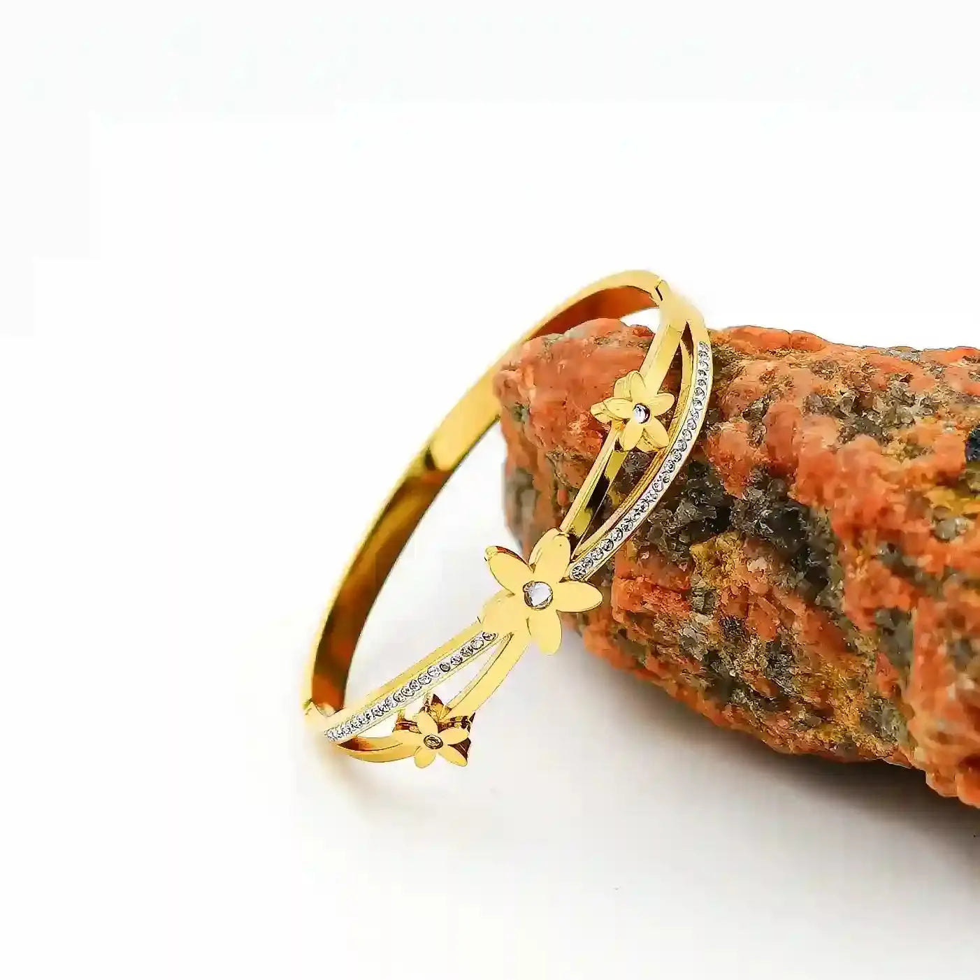 Gold Floral Bracelet with CZ Stones Vellura Jewellery