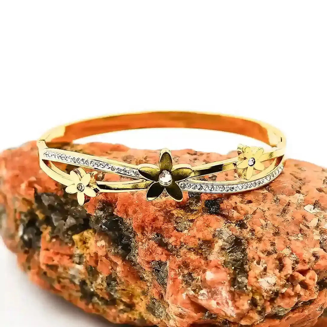 Gold Floral Bracelet with CZ Stones Vellura Jewellery