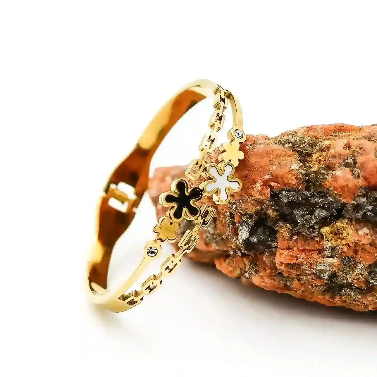 Gold Plated Floral Link Bracelet Vellura Jewellery