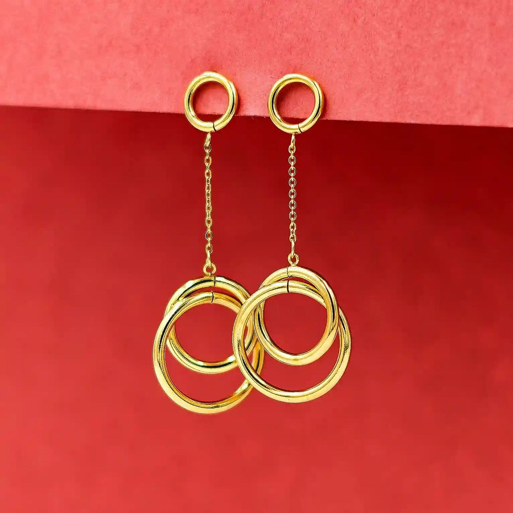 Hoop Gold Dangle Earrings Vellura Jewellery