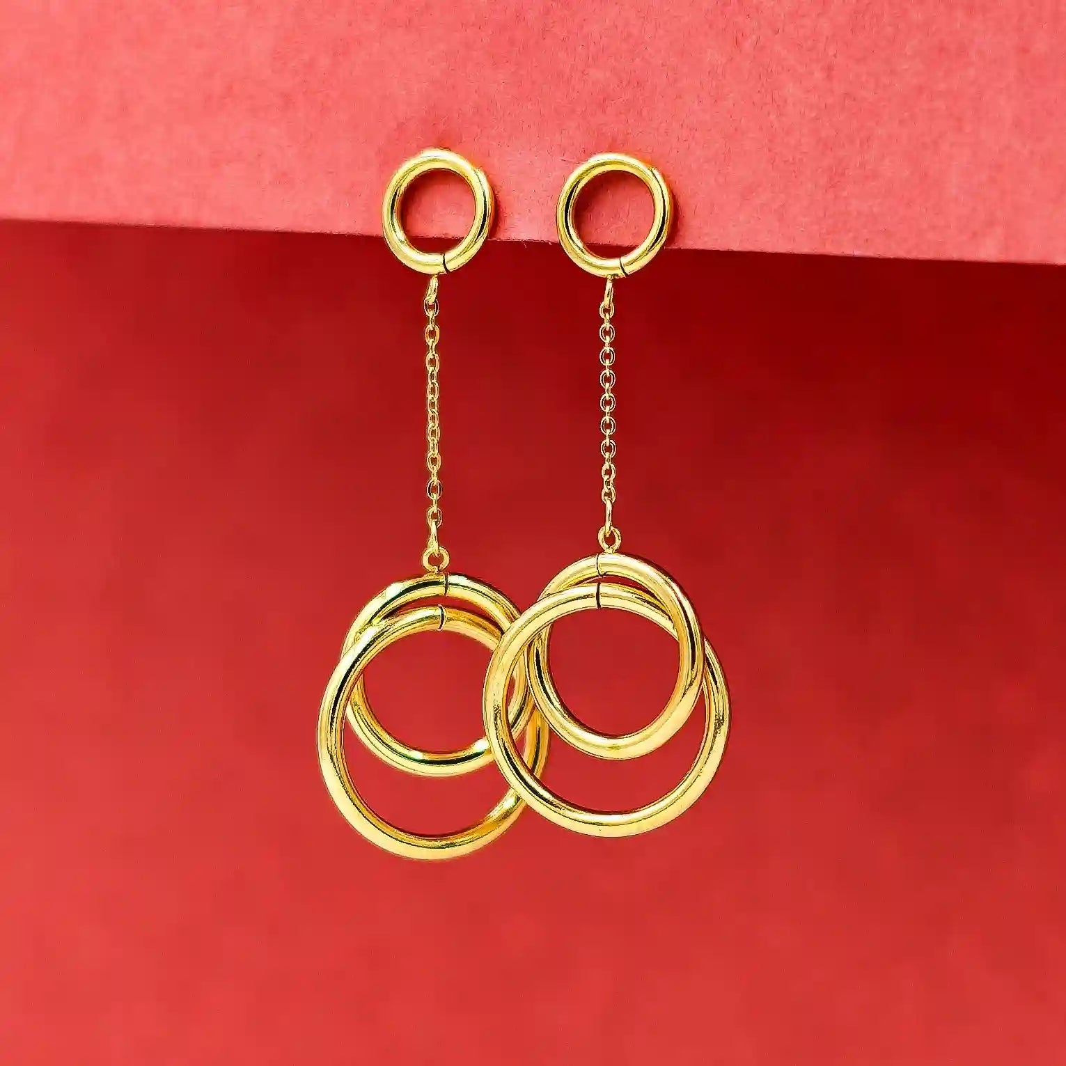 Hoop Gold Dangle Earrings Vellura Jewellery