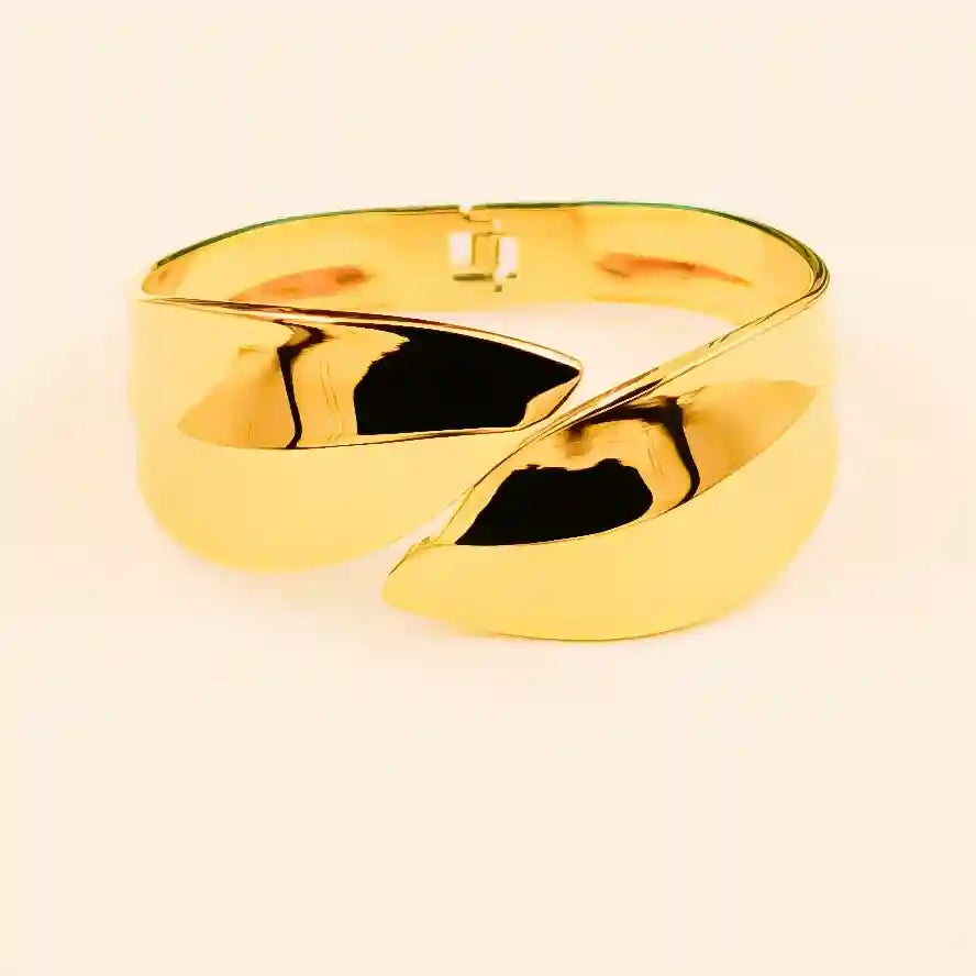 Elegant Wide Cuff Gold Bracelet - VelluraJewellery