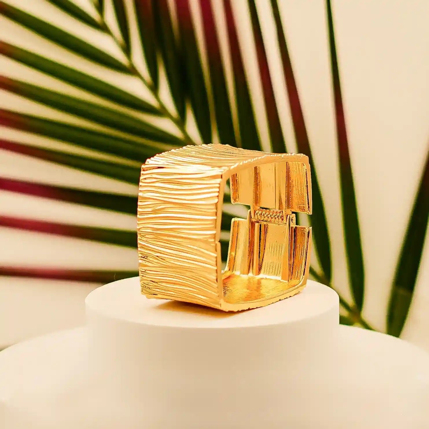 Luxury Matte Gold Wide Cuff Bracelet - VelluraJewellery
