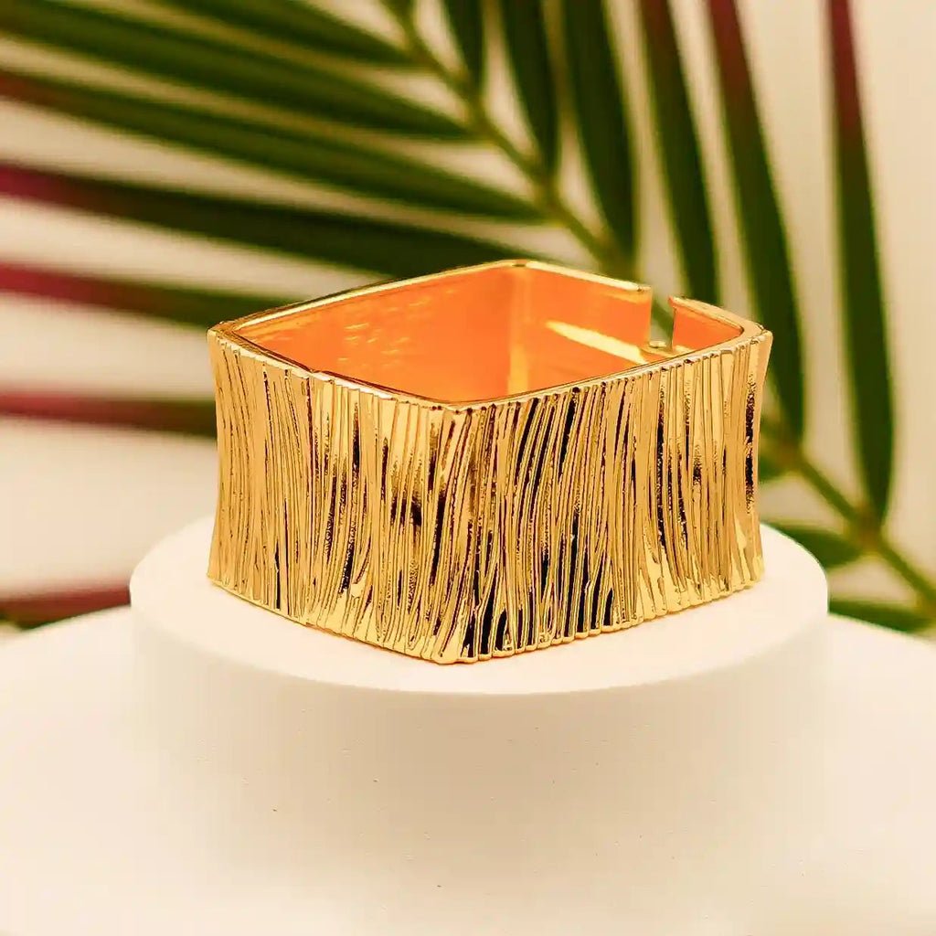 Luxury Matte Gold Wide Cuff Bracelet - VelluraJewellery
