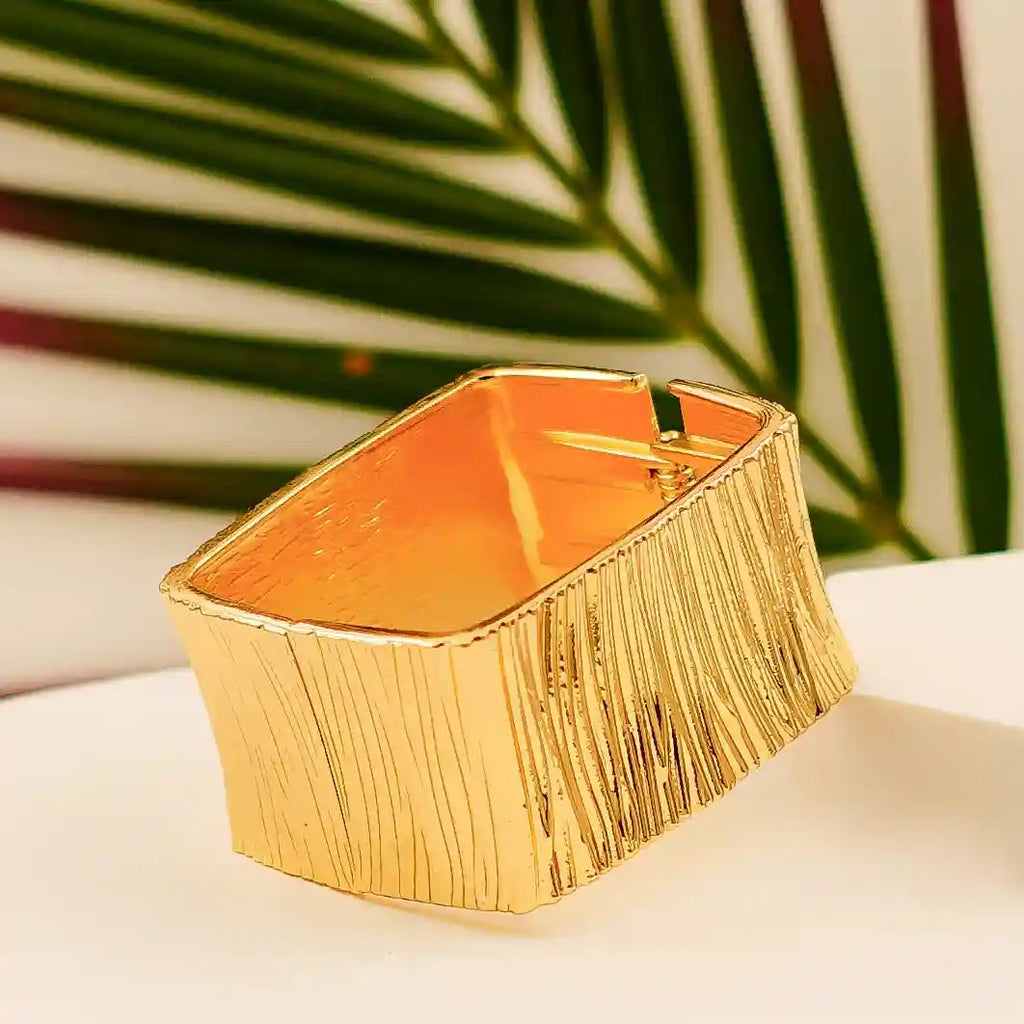 Luxury Matte Gold Wide Cuff Bracelet - VelluraJewellery