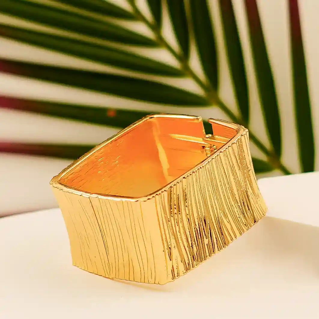 Luxury Matte Gold Wide Cuff Bracelet - VelluraJewellery