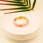Elegant Pink Enamel & Gold Hinged Bangle Bracelet - Vellura Jewellery  bracelets