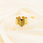 Heart Engraved Gold Plated  Ring - Vellura Jewellery  Rings