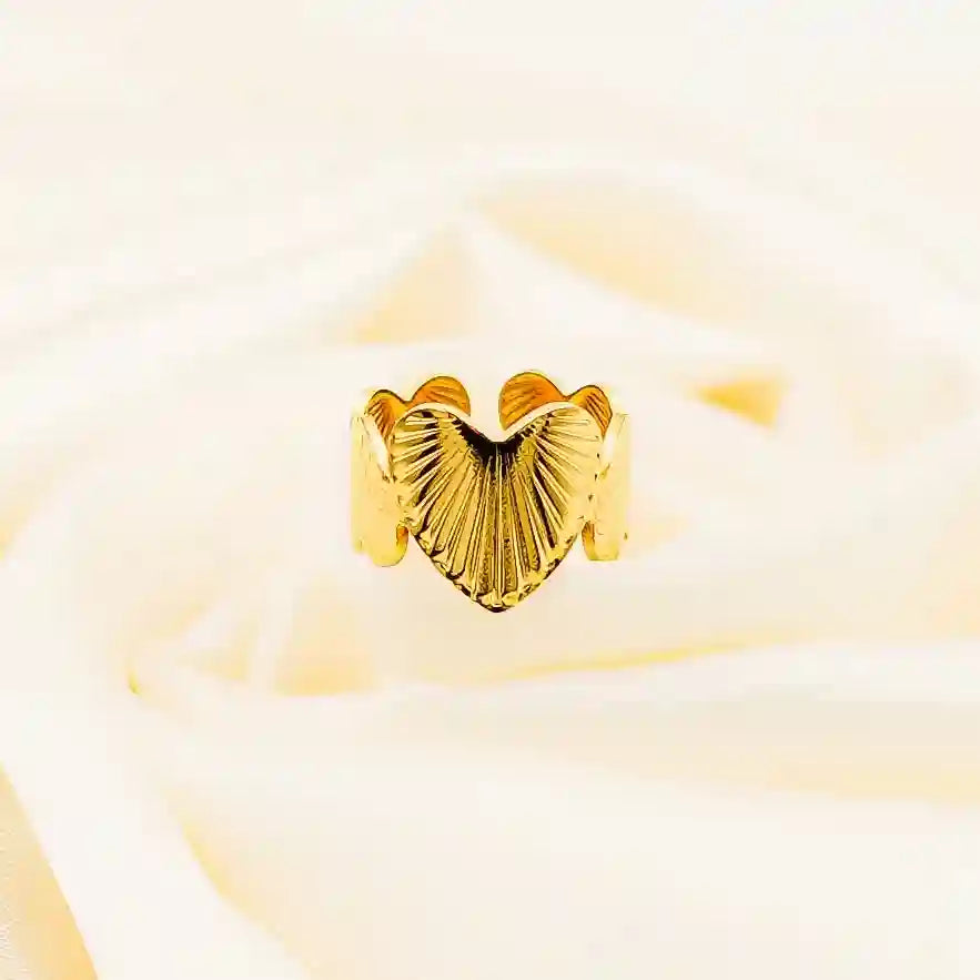 Heart Engraved Gold Plated  Ring - Vellura Jewellery  Rings