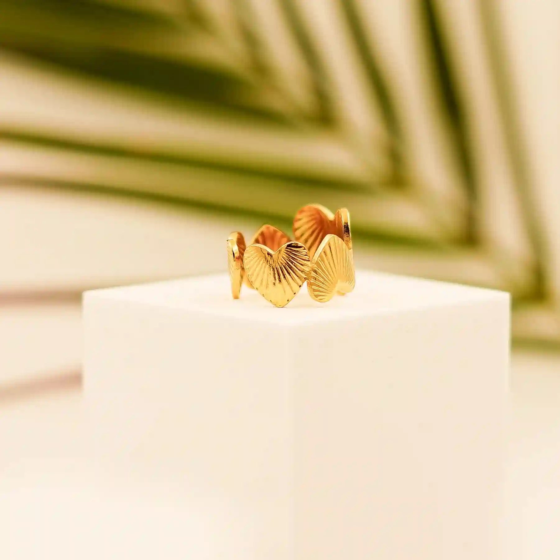 Heart Engraved Gold Plated  Ring - Vellura Jewellery  Rings