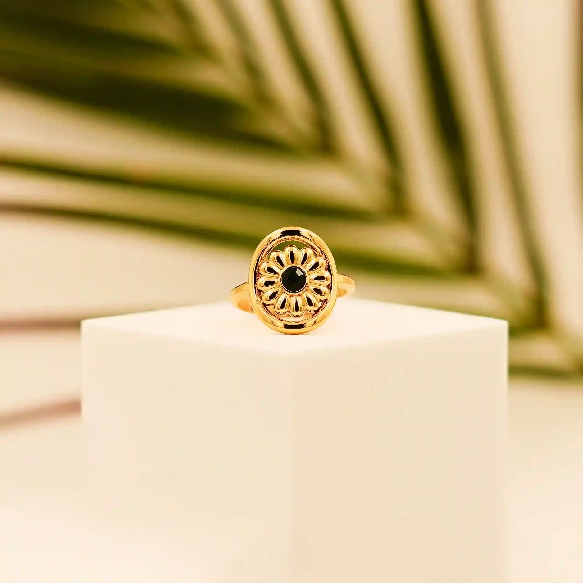 Gold Plated Floral Ring - Vellura Jewellery  Rings