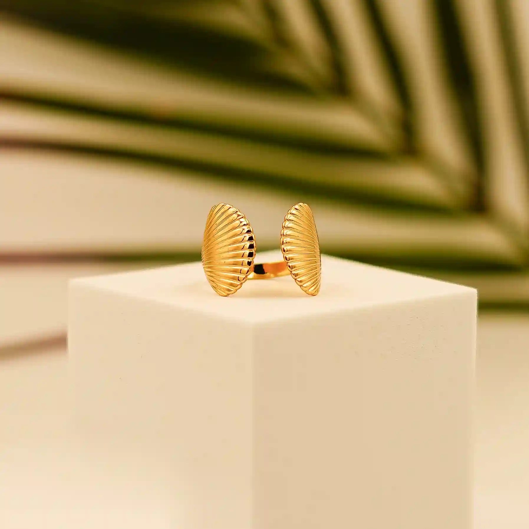 Elegant Fan Shell Open Ring - Vellura Jewellery  Rings