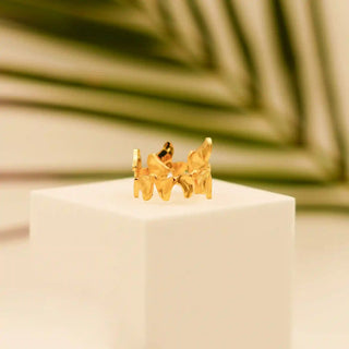 Floral Gold Plated Stainless Steel Ring - Vellura Jewellery  Rings