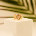 Gold Plated Leaf Design Ring - Vellura Jewellery  Rings