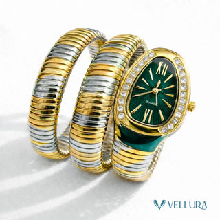 Dual Tone Green Serpent Watch-Dual Coil