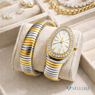 Dual Tone White Serpent Watch-Single Coil