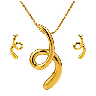 Elegant Modern Gold Pendant & Earring Set - Vellura Jewellery  pendent