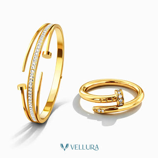 Gold Studded Nail Bracelet Combo