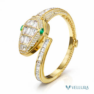 White Serpent Watch With Ruby & Emerald Accents