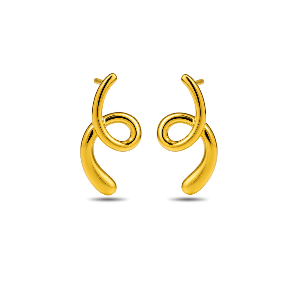 Elegant Modern Gold Pendant & Earring Set - Vellura Jewellery  pendent