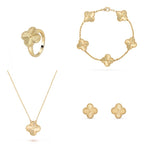 Gold Clover Necklace Set – Demi Fine Necklace, Ring, Bracelet & Earrings