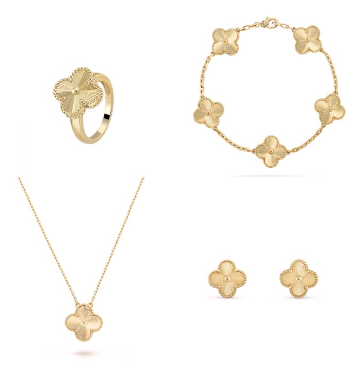 Gold Clover Necklace Set – Demi Fine Necklace, Ring, Bracelet & Earrings