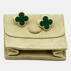 Van Cleef Green Clover Stud Earrings