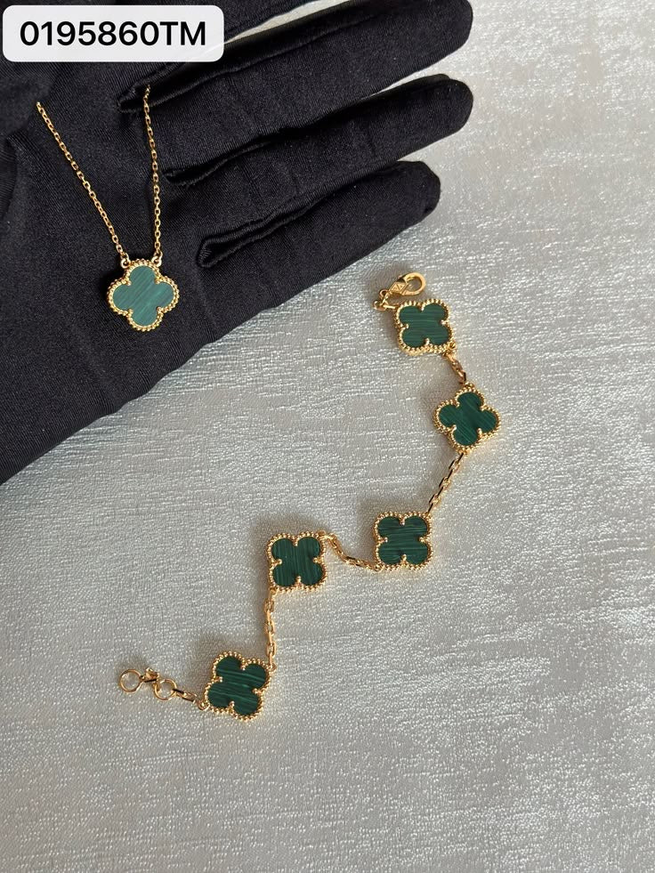 Green Clover Necklace Set – Demi Fine Necklace, Ring, Bracelet & Earrings