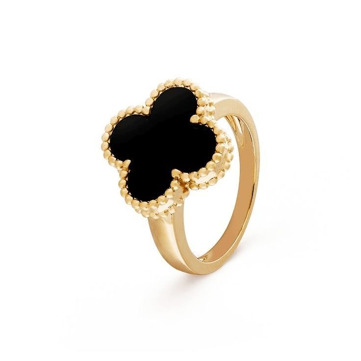 Van Cleef Inspired Clover Black Ring