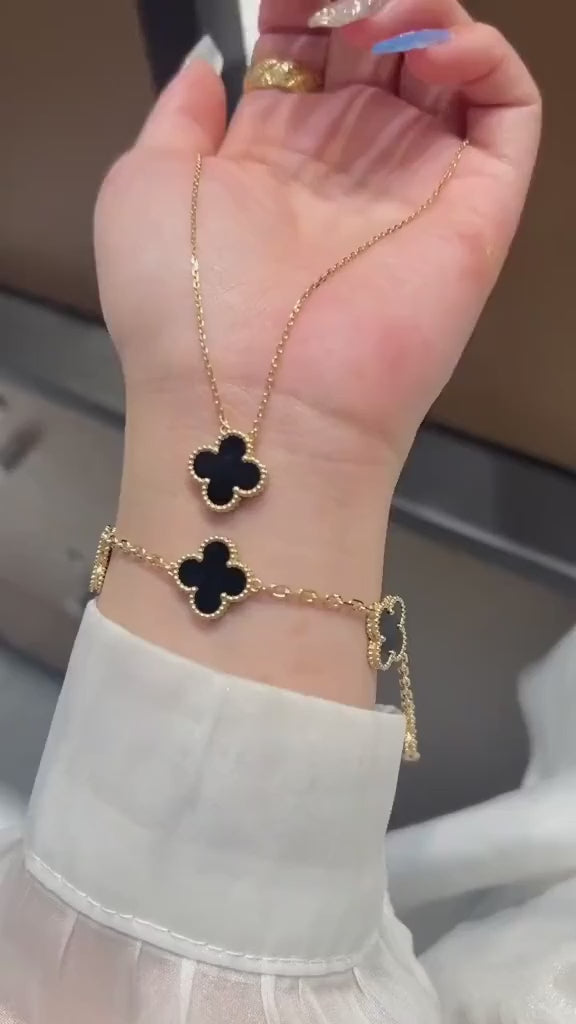 Van Cleef-Inspired Black Quatrefoil Bracelet